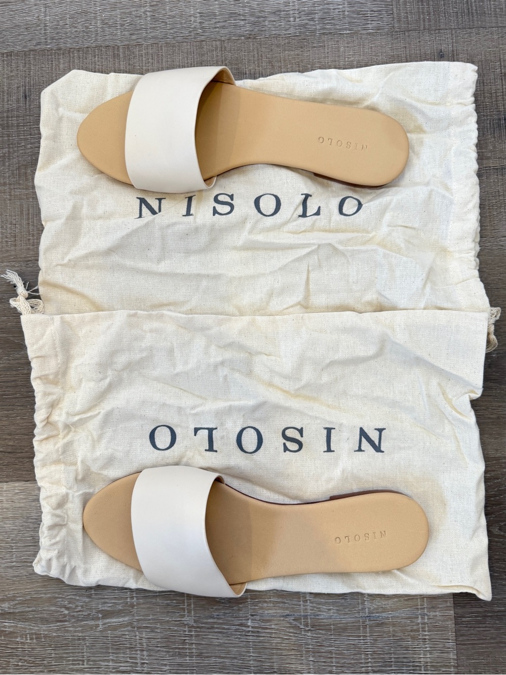 Nisolo Isla Slide Sandals Bone Leather Size 9.5